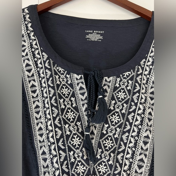 Lane Bryant Womens Flutter-Sleeve Embroidered Yoke Top Boho Size 22/24 - Picture 4 of 8